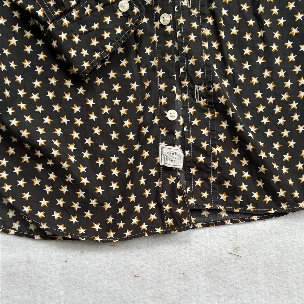 Frank & Eileen Black Star Pattern Button Up - image 4